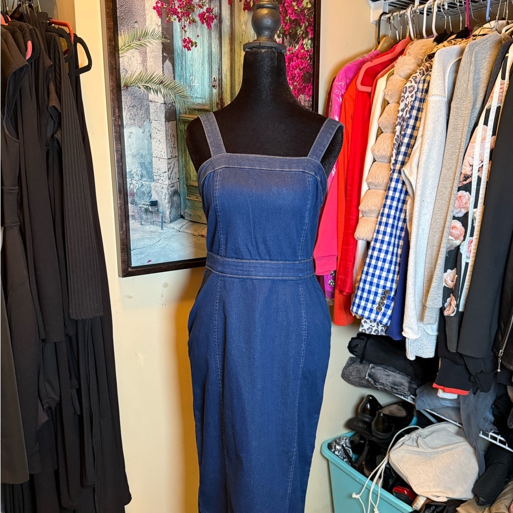 Parisian Works Women's Blue Denim Midi Dress